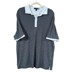 Banana Republic Men's Luxury Touch Polo Shirt Striped Black White Trim SZ‎ L